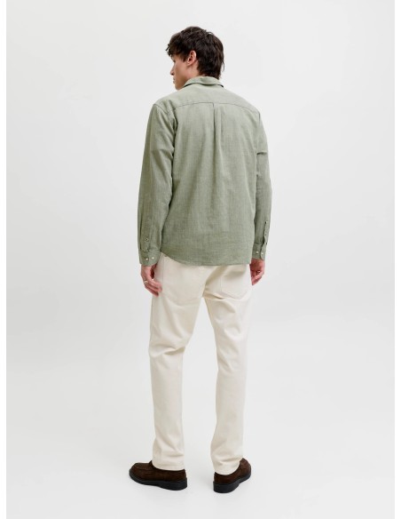 CAMISA JJESUMMER LINEN BLEND SHIRT L/S SN New Sage