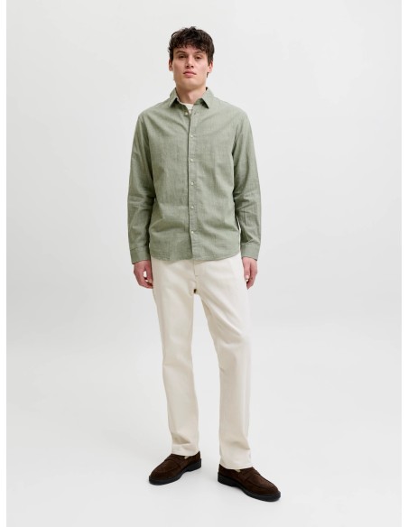 CAMISA JJESUMMER LINEN BLEND SHIRT L/S SN New Sage