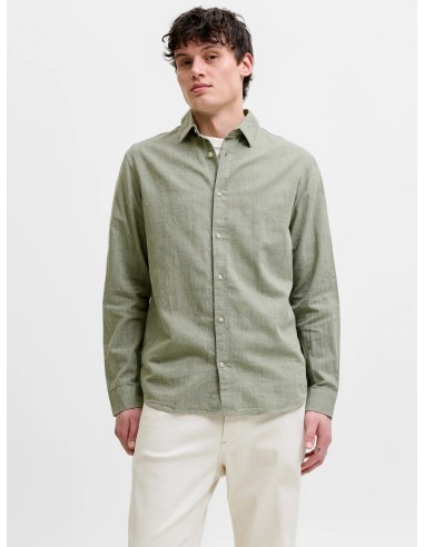 CAMISA JJESUMMER LINEN BLEND SHIRT L/S SN New Sage