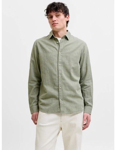 CAMISA JJESUMMER LINEN BLEND SHIRT L/S SN New Sage