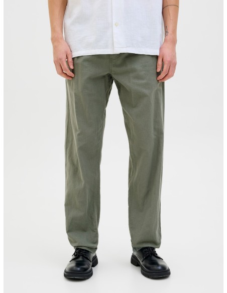 PANTALÓN LINO JPSTKANE SUMMER LINEN BLEND JOGGER SN Agave Green SOLID