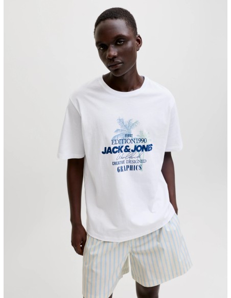 CAMISETA JJGRADIENT PRINT TEE SS CREW NECK LN Bright White