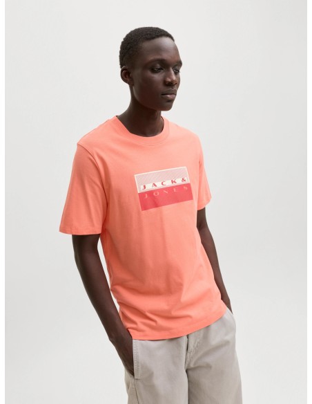 CAMISETA JCOFUSION DOTS PRINT TEE SS CREW SN Persimmon