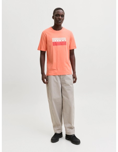 CAMISETA JCOFUSION DOTS PRINT TEE SS CREW SN Persimmon