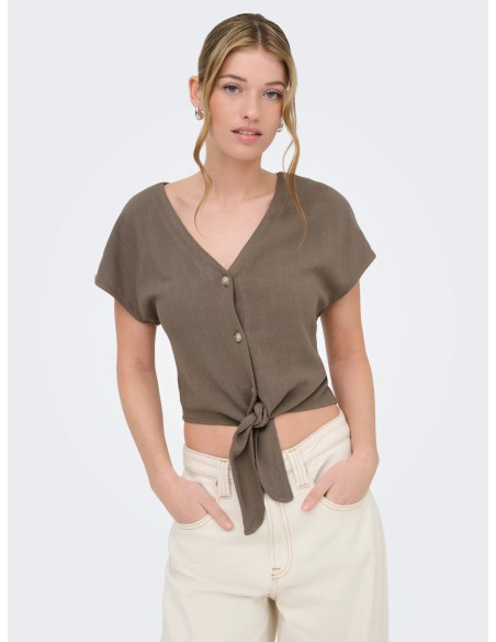 ONLSIESTA SS KNOT LIN BL SHIRT PNT NOOS Walnut