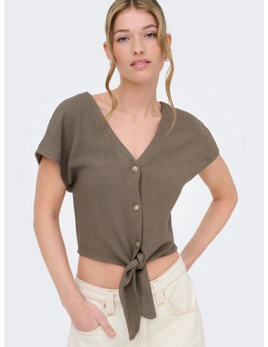 ONLSIESTA SS KNOT LIN BL SHIRT PNT NOOS Walnut