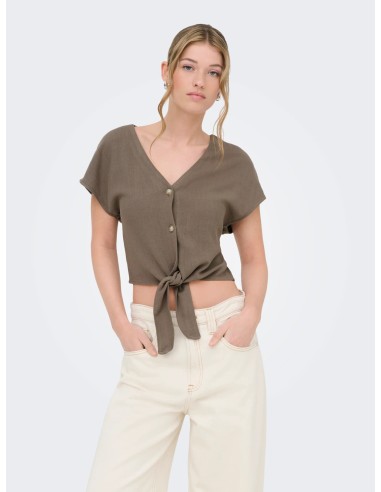 ONLSIESTA SS KNOT LIN BL SHIRT PNT NOOS Walnut