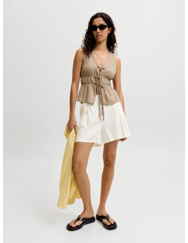 JXALMIRA LINEN BLEND HW SHORTS WVN LN Blanc de Blanc