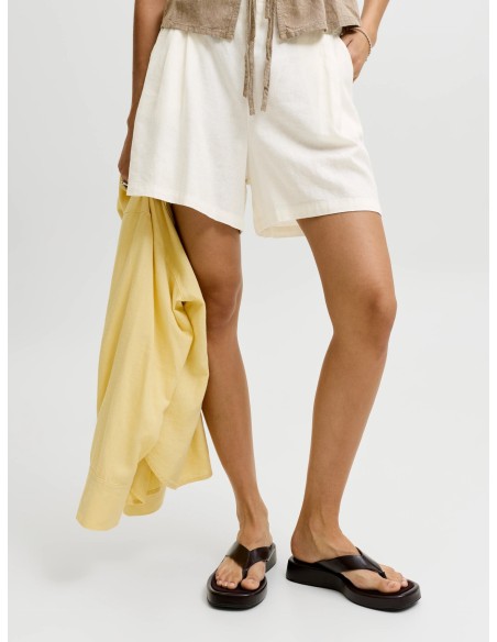 JXALMIRA LINEN BLEND HW SHORTS WVN LN Blanc de Blanc