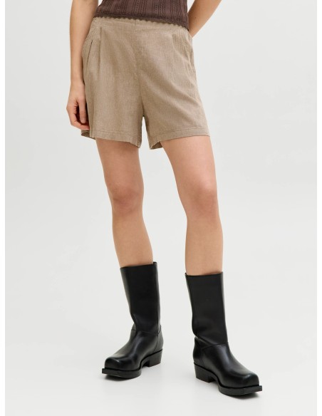 JXALMIRA LINEN BLEND HW SHORTS WVN LN Silver Mink