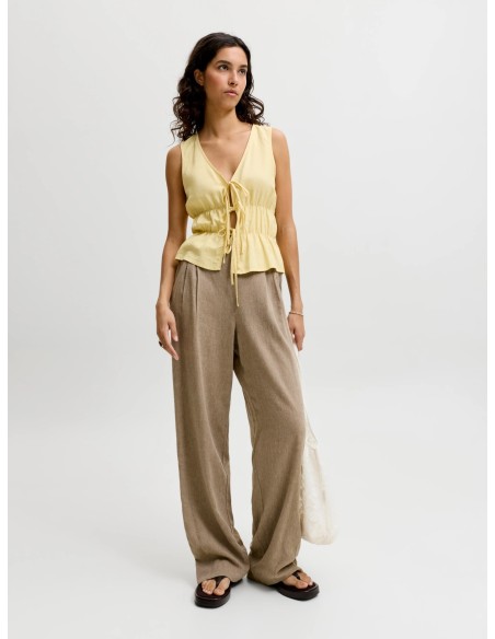PANTALONES JXALMIRA LINEN BLEND HW PANT WVN LN Silver Mink