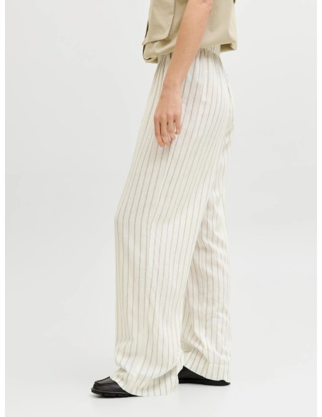 PANTALONES JXALMIRA LINEN BLEND HW PANT WVN LN Blanc de Blanc Silver Mink