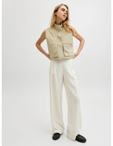PANTALONES JXALMIRA LINEN BLEND HW PANT WVN LN Blanc de Blanc Silver Mink