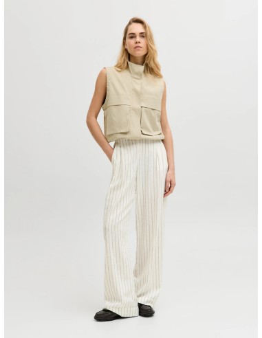 PANTALONES JXALMIRA LINEN BLEND HW PANT WVN LN Blanc de Blanc Silver Mink