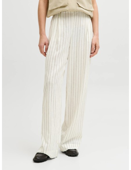 PANTALONES JXALMIRA LINEN BLEND HW PANT WVN LN Blanc de Blanc Silver Mink
