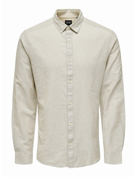 CAMISA ONSCAIDEN LIFE LS SOLID LINEN BLEND NOOS Chinchilla
