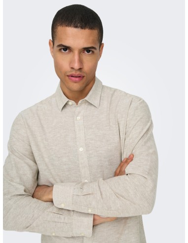 CAMISA ONSCAIDEN LIFE LS SOLID LINEN BLEND NOOS Chinchilla