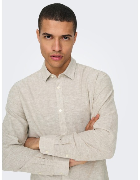 CAMISA ONSCAIDEN LIFE LS SOLID LINEN BLEND NOOS Chinchilla