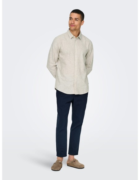 CAMISA ONSCAIDEN LIFE LS SOLID LINEN BLEND NOOS Chinchilla