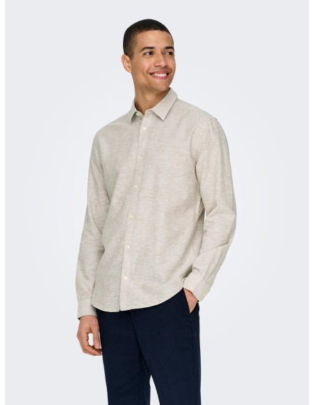 CAMISA ONSCAIDEN LIFE LS SOLID LINEN BLEND NOOS Chinchilla