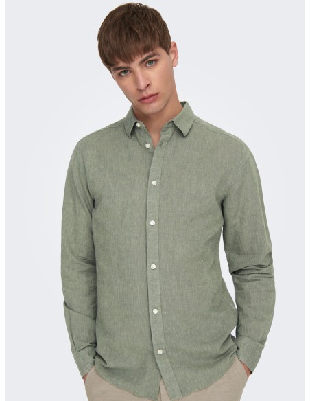 CAMISA ONSCAIDEN LIFE LS SOLID LINEN BLEND NOOS Swamp