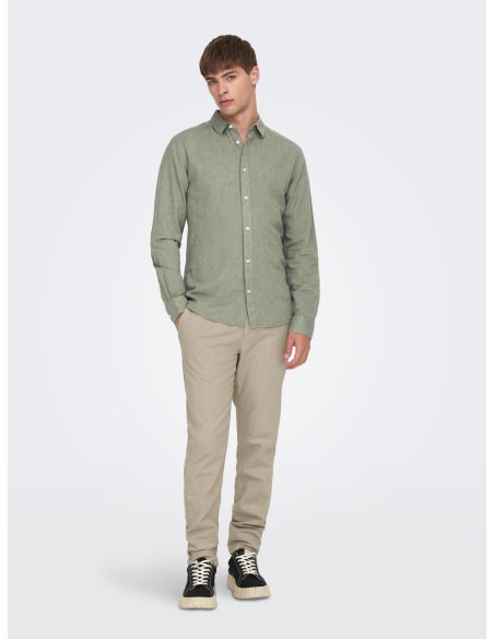 CAMISA ONSCAIDEN LIFE LS SOLID LINEN BLEND NOOS Swamp