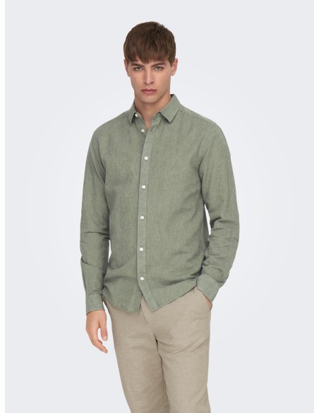 CAMISA ONSCAIDEN LIFE LS SOLID LINEN BLEND NOOS Swamp