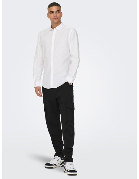 CAMISA ONSCAIDEN LIFE LS SOLID LINEN BLEND NOOS White