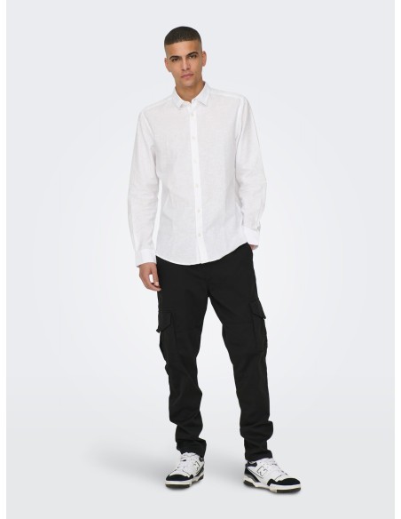 CAMISA ONSCAIDEN LIFE LS SOLID LINEN BLEND NOOS White