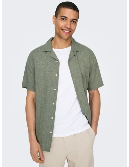 ONSCAIDEN SS SOLID RESORT LINEN NOOS Swamp