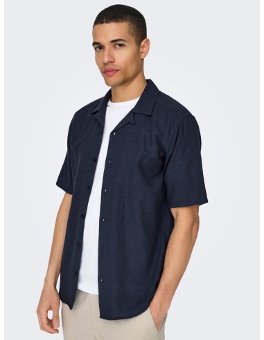 ONSCAIDEN SS SOLID RESORT LINEN NOOS Night Sky