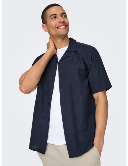 ONSCAIDEN SS SOLID RESORT LINEN NOOS Night Sky