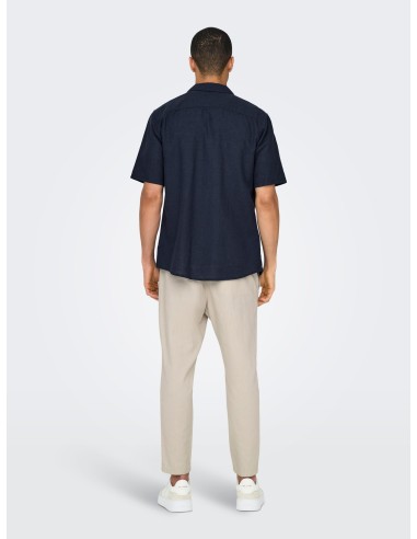 ONSCAIDEN SS SOLID RESORT LINEN NOOS Night Sky