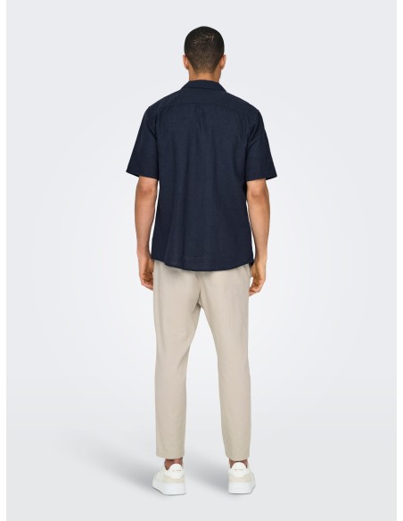 ONSCAIDEN SS SOLID RESORT LINEN NOOS Night Sky