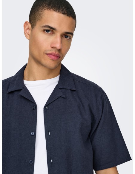 ONSCAIDEN SS SOLID RESORT LINEN NOOS Night Sky