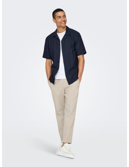 ONSCAIDEN SS SOLID RESORT LINEN NOOS Night Sky