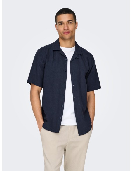 ONSCAIDEN SS SOLID RESORT LINEN NOOS Night Sky