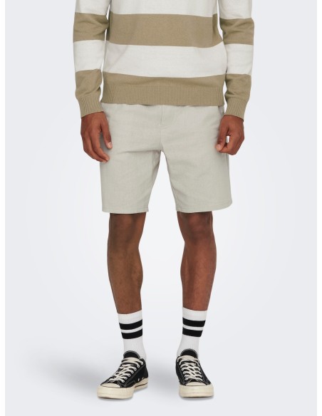 BERMUDAS ONSLINUS 0007 COT LIN SHORTS NOOS Silver Lining