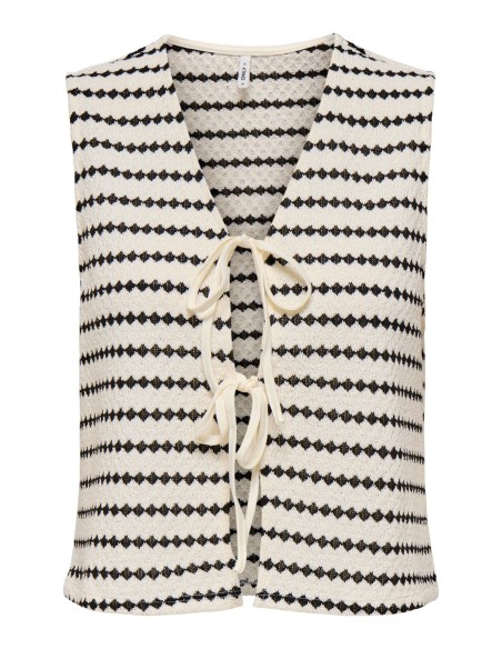ONLEVA S/L SHORT STRIPE VEST JRS Cloud Dancer Black