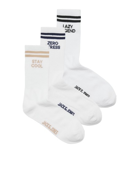 CALCETINES JACOLLIE STATEMENT 3 PACK SOCK LN White Lazy Legend - Zero Stress - Stay Cool