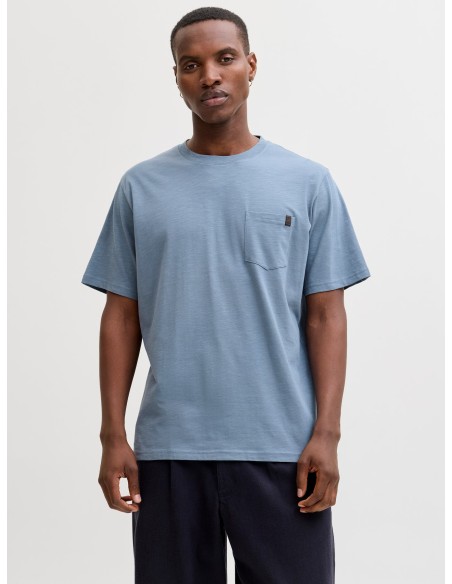 CAMISETA  JJEDOVER SLUB TEE SS NOOS Blue Mirage