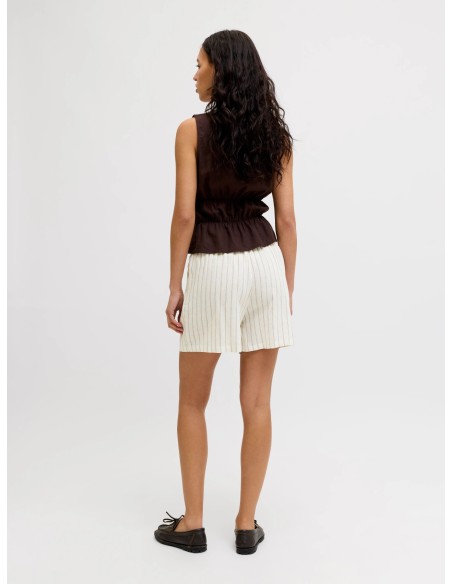 JXALMIRA LINEN BLEND HW SHORTS WVN LN Blanc de Blanc Silver Mink