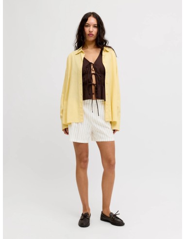 JXALMIRA LINEN BLEND HW SHORTS WVN LN Blanc de Blanc Silver Mink