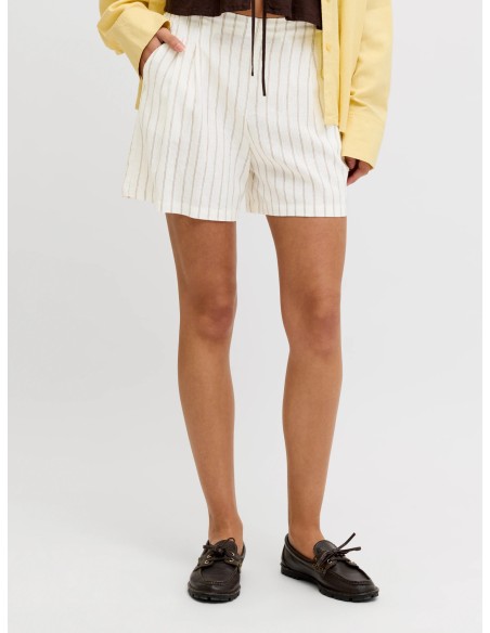 JXALMIRA LINEN BLEND HW SHORTS WVN LN Blanc de Blanc Silver Mink