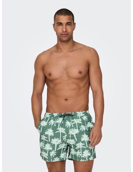 ONSTEDSWIM SHORT PALMS AOP Dark Forest