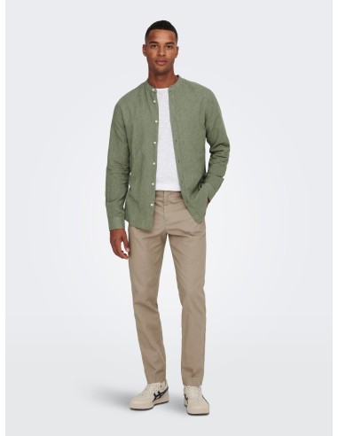 ONSCAIDEN LIFE LS LINEN BLEND MAO NOOS Swamp