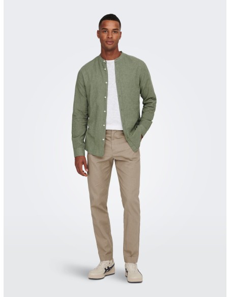 ONSCAIDEN LIFE LS LINEN BLEND MAO NOOS Swamp