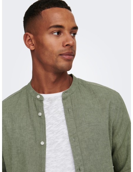 ONSCAIDEN LIFE LS LINEN BLEND MAO NOOS Swamp
