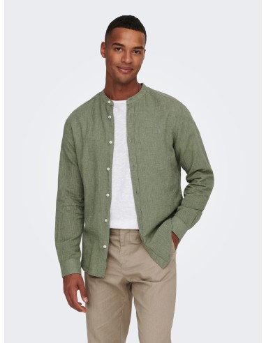 ONSCAIDEN LIFE LS LINEN BLEND MAO NOOS Swamp