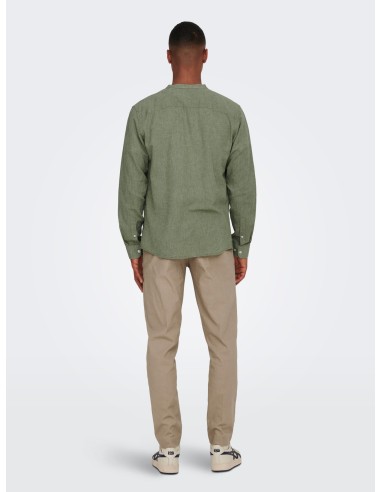 ONSCAIDEN LIFE LS LINEN BLEND MAO NOOS Swamp
